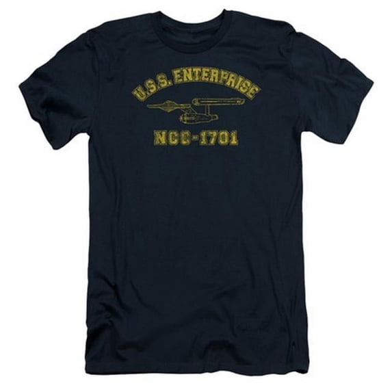 Trevco Star Trek-Enterprise Athletic - Short Sleeve Adult 30-1 Tee - Navy- Medium