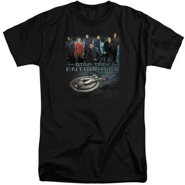 Trevco  Star Trek & Enterprise Crew Short Sleeve Adult Cotton Tall T-Shirt, Black - 3X