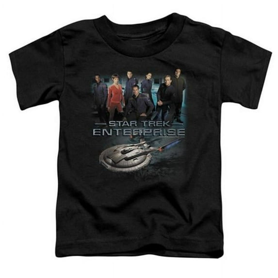Trevco Star Trek-Enterprise Crew - Short Sleeve Toddler Tee - Black- Medium 3T