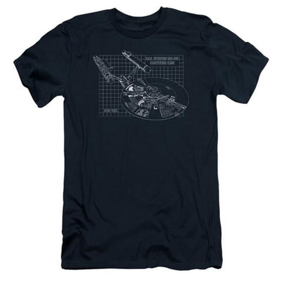 Trevco Star Trek-Enterprise Prints - Short Sleeve Adult 30-1 Tee - Navy- Large