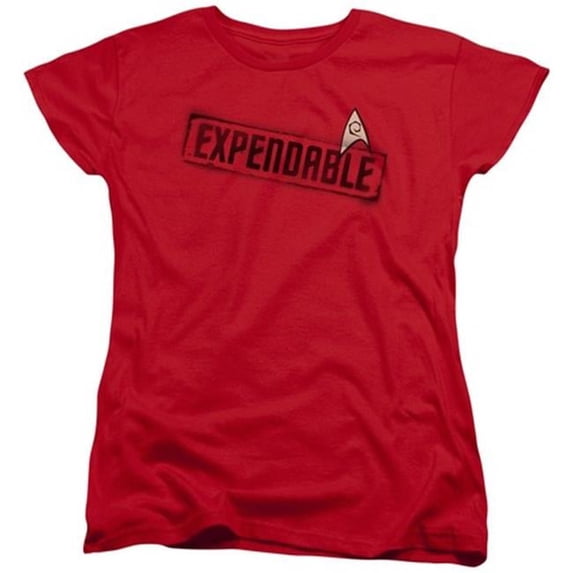 Trevco Star Trek-Expendable - Short Sleeve Womens Tee - Red- Small