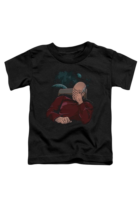 CBS1887-TT-2 Star Trek & Facepalm Short Sleeve Cotton Toddler T-Shirt, Black - Medium - 3 Toddler