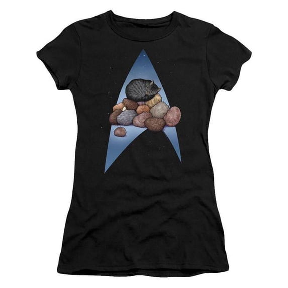 Trevco Star Trek & Five Year Nap Juniors Sheer Cap Short Sleeve T-Shirt - Black - Medium