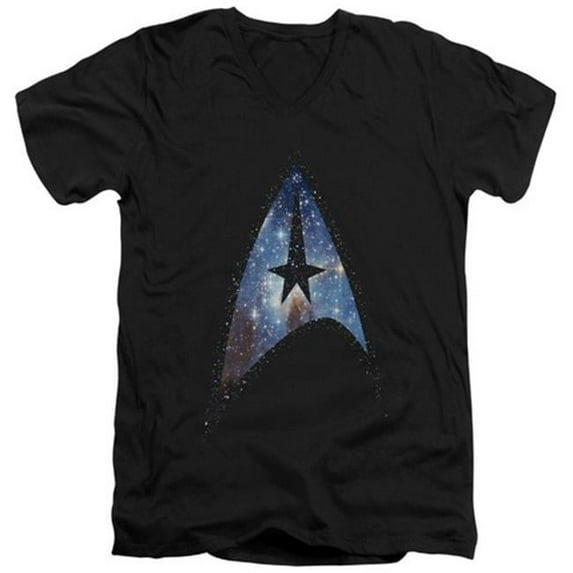 Trevco Star Trek-Galactic Shield - Short Sleeve Adult 30-1 Tee - Black- 2X