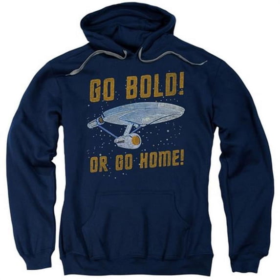 Trevco Star Trek-Go Bold - Adult Pull-Over Hoodie - Navy- Extra Large