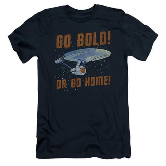 Trevco Star Trek-Go Bold - Short Sleeve Adult 30-1 Tee - Navy- 2X