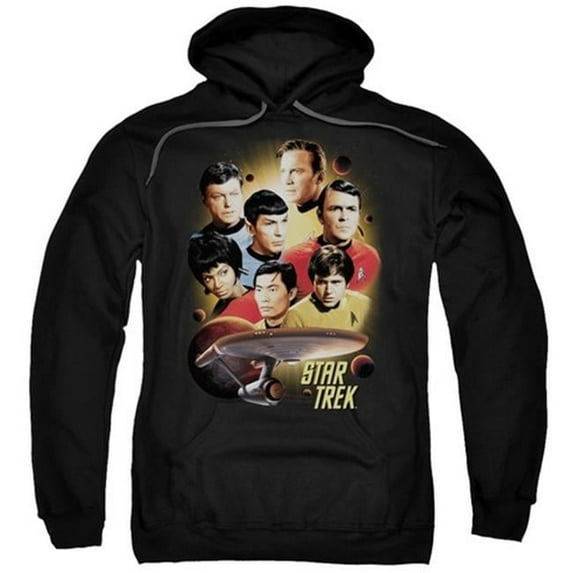 Trevco Star Trek-Heart Of The Enterprise - Adult Pull-Over Hoodie - Black- Extra Large