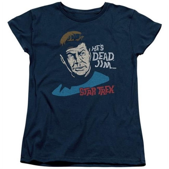Trevco Star Trek-Hes Dead Jim - Short Sleeve Womens Tee - Navy- 2X