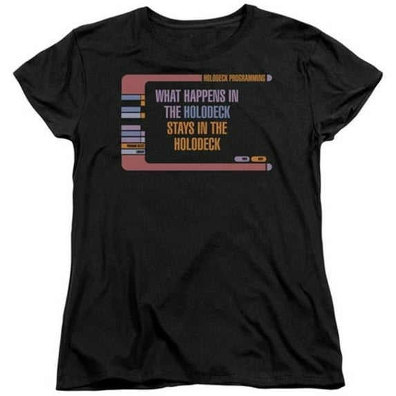 Trevco Star Trek-Holodeck Secrets - Short Sleeve Womens Tee - Black- Extra Large