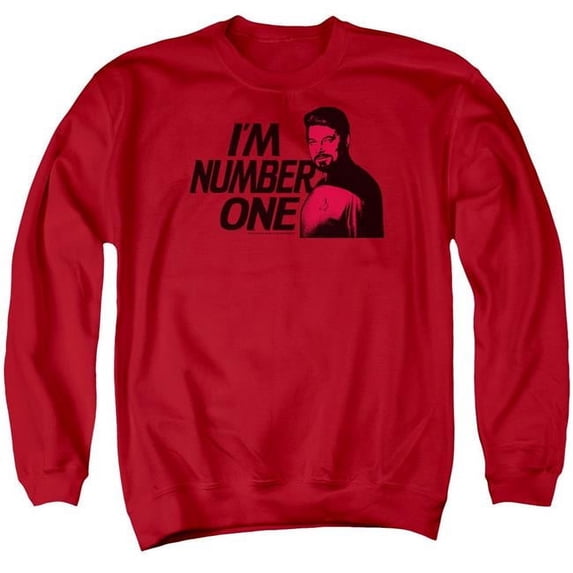 Trevco CBS154-AS-1 Star Trek & Im Number One Adult Cotton & Polyster Crewneck Sweatshirt, Red - Small