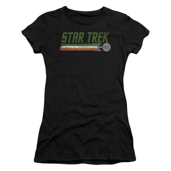 Trevco Star Trek & Irish Enterprise Short Sleeve Junior Sheer Cotton T-Shirt, Black - Medium