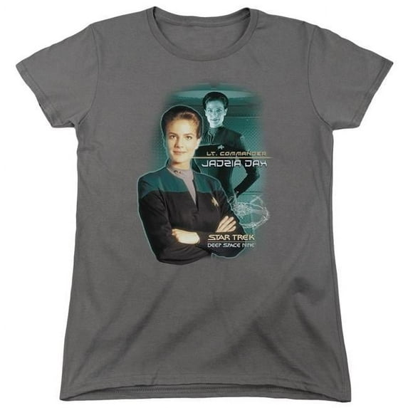 Trevco CBS563-WT-2 Star Trek & Jadzia Dax Womens Short Sleeve T-Shirt, Charcoal - Medium