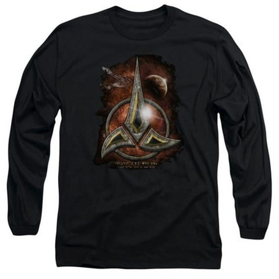 Trevco Star Trek-Klingon Crest - Long Sleeve Adult 18-1 Tee - Black- Medium