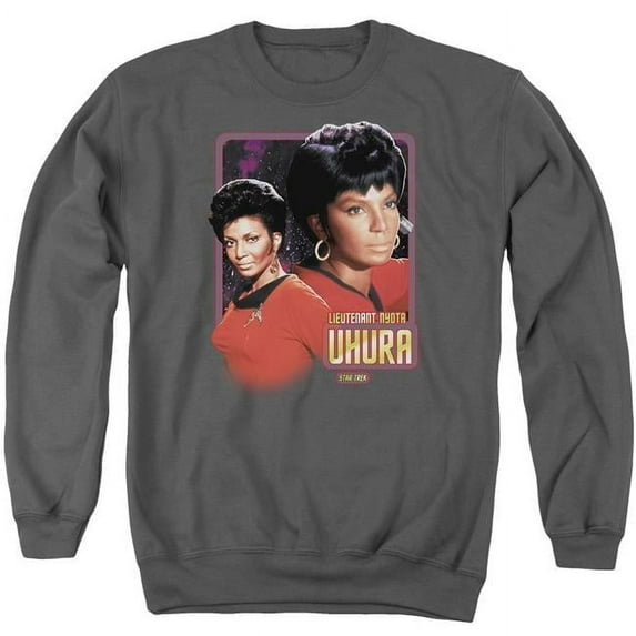 Trevco CBS568-AS-2 Star Trek & Lieutenant Uhura Adult Cotton & Polyster Crewneck Sweatshirt, Charcoal - Medium
