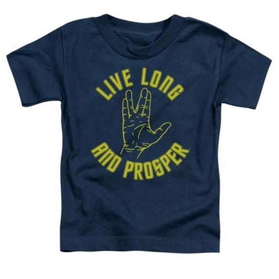 Trevco Star Trek-Live Long Hand - Short Sleeve Toddler Tee - Navy- Large 4T