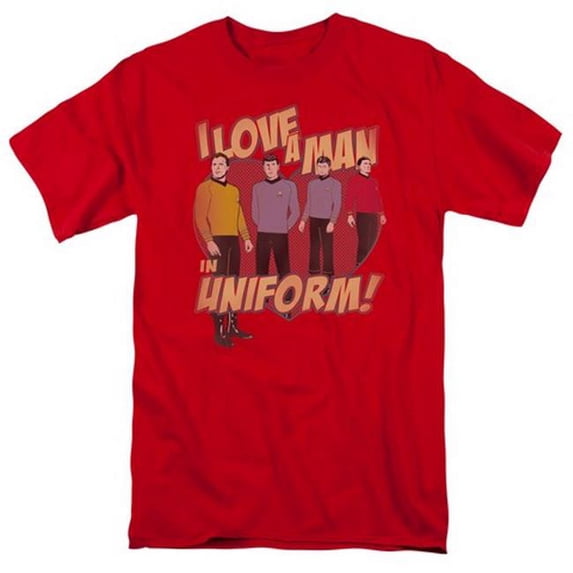 Trevco Star Trek-Man In Uniform - Short Sleeve Adult 18-1 Tee - Red- 3X