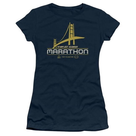 Trevco Star Trek-Marathon Logo - Short Sleeve Junior Sheer Tee - Navy- 2X