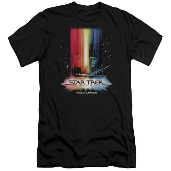 Trevco CBS486-PSF-1 Star Trek & Motion Picture Poster Premium Canvas Adult Cotton Slim Fit 30-1 T-Shirt, Black - Small