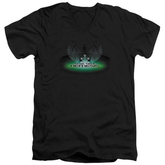Trevco Star Trek-Nemesis-Movie - Short Sleeve Adult 30-1 V-Neck Tee - Black- Large
