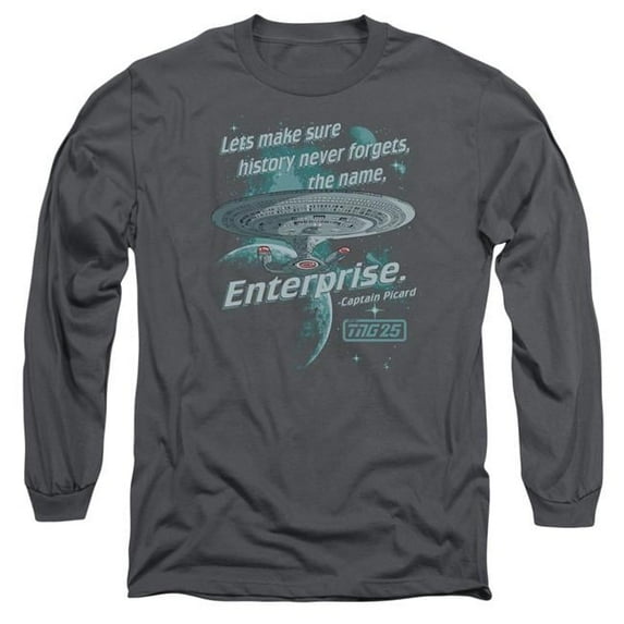 Trevco CBS1087-AL-6 Star Trek & Never Forget Adult 18-1 Long Sleeve T-Shirt, Charcoal - 3X