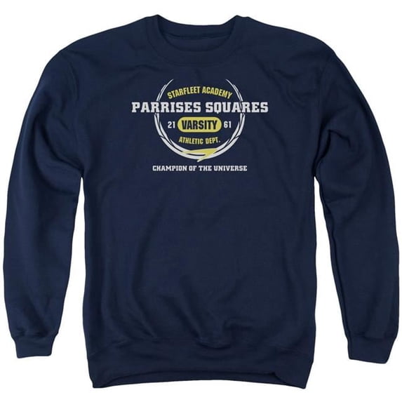 Trevco CBS848-AS-1 Star Trek & Parrises Squares Adult Cotton & Polyster Crewneck Sweatshirt, Navy - Small
