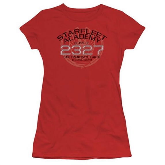 Trevco Star Trek-Picard Graduation - Short Sleeve Junior Sheer Tee - Red- Large