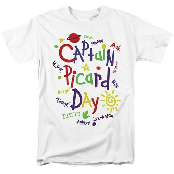 Trevco CBS2672-AT-5 Star Trek Picard & Picard Day Adult 18-1 Regular Fit Short Sleeve T-Shirt, White - 2X