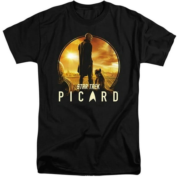 Trevco Star Trek Picard - a Man & His Dog Adult Tall Fit 18-1 Short Sleeve T-Shirt, Black - 3X