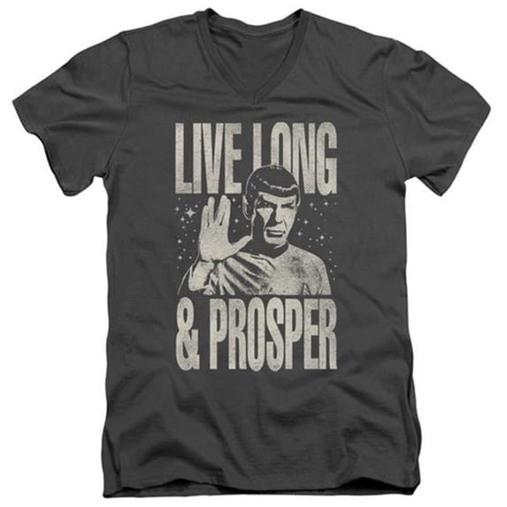 Trevco Star Trek-Prosper - Short Sleeve Adult 30-1 Tee - Charcoal- Large