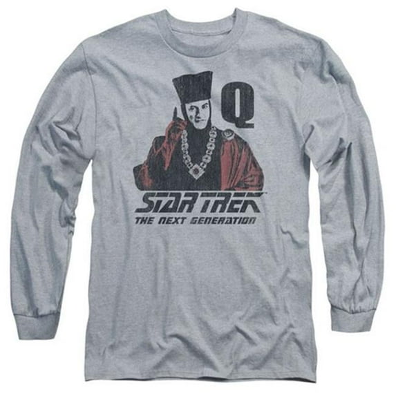 Trevco Star Trek-Q Point - Long Sleeve Adult 18-1 Tee - Athletic Heather- Extra Large
