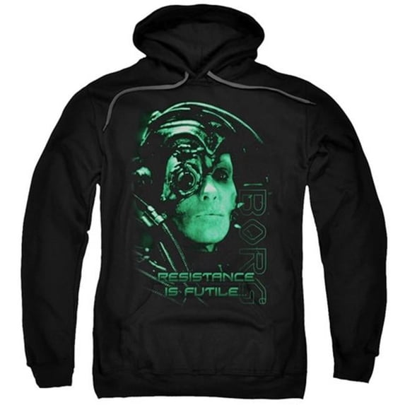 Trevco Star Trek-Resistance Is Futile - Adult Pull-Over Hoodie - Black- Large