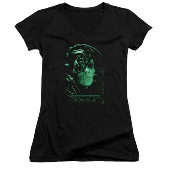 Trevco Star Trek-Resistance Is Futile - Junior V-Neck Tee - Black, 2X