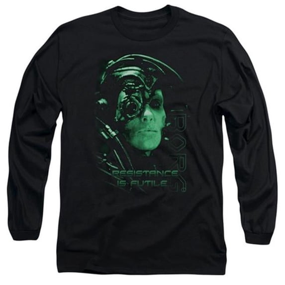 Trevco Star Trek-Resistance Is Futile - Long Sleeve Adult 18-1 Tee - Black- Medium