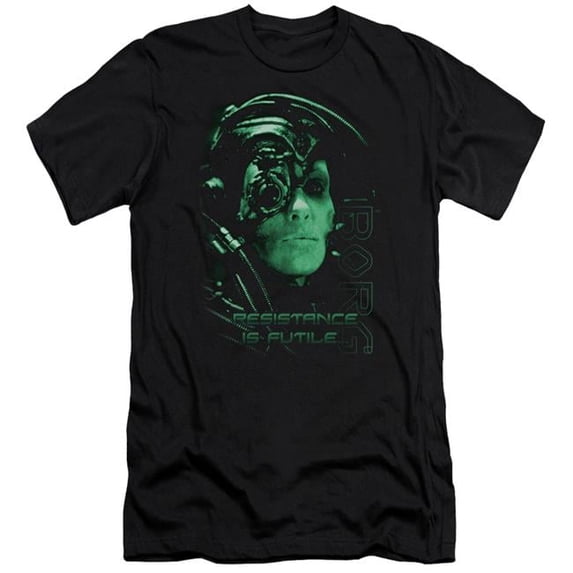 Trevco CBS515-PSF-5 Star Trek & Resistance Is Futile Premium Canvas Adult Cotton Slim Fit 30-1 T-Shirt, Black - 2X
