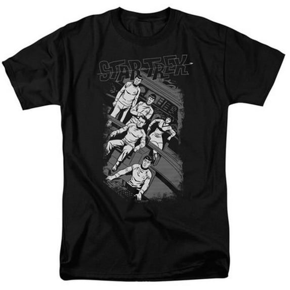 Trevco Star Trek-Retro Tilted Bridge - Short Sleeve Adult 18-1 Tee - Black- 4X