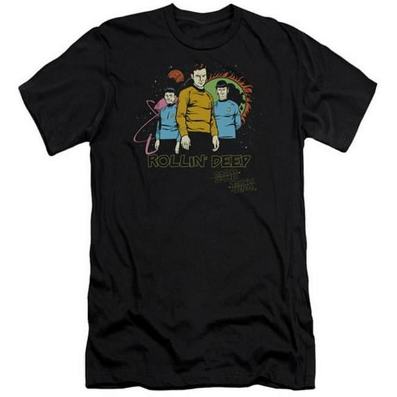 Trevco Star Trek-Rollin Deep - Short Sleeve Adult 30-1 Tee - Black- Small