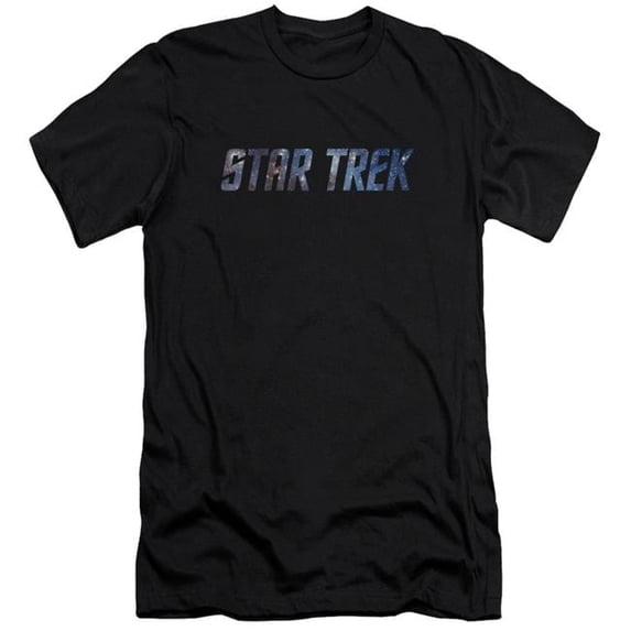 Trevco CBS1578-PSF-3 Star Trek & Space Logo Adult Premium Canvas Slim Fit 30-1 HBO Short Sleeve T-Shirt, Black - Large