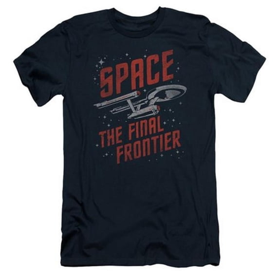 Trevco Star Trek-Space Travel - Short Sleeve Adult 30-1 Tee - Navy- Large