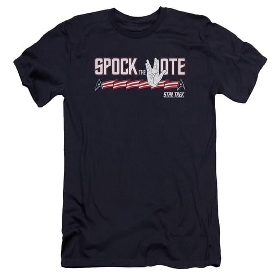 Trevco Star Trek & Spock the Vote Adult Premium Canvas Slim Fit 30-1 HBO Short Sleeve T-Shirt, Navy - Medium