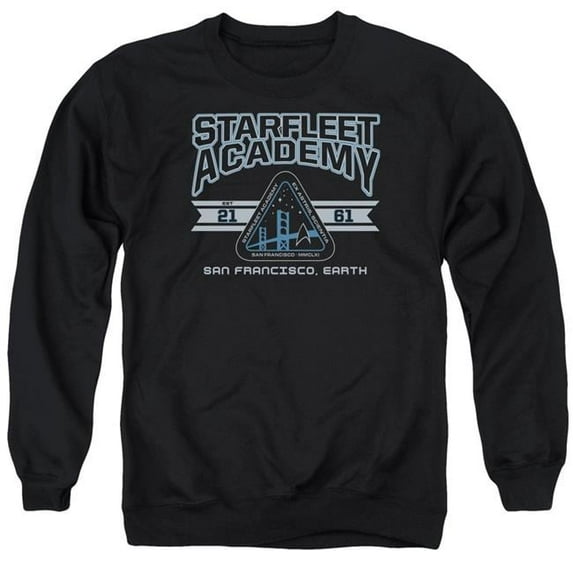 Trevco Star Trek & Starfleet Academy Earth Long Sleeve Adult Crewneck Sweatshirt, Black - Medium