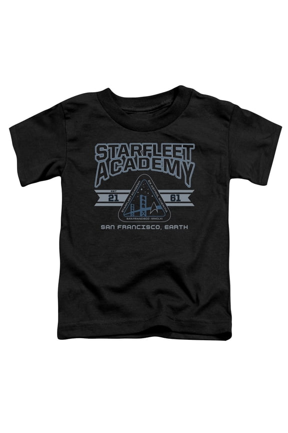 CBS863C-TT-1 Star Trek & Starfleet Academy Earth Short Sleeve Cotton Toddler T-Shirt, Black - Small - 2 Toddler