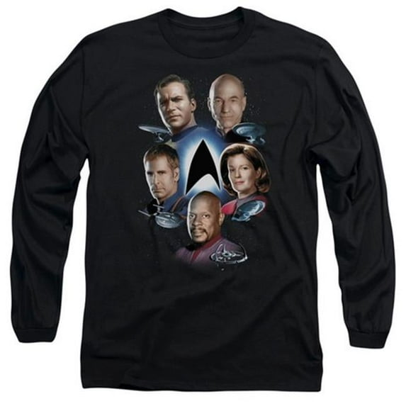 Trevco Star Trek-Starfleets Finest - Long Sleeve Adult 18-1 Tee - Black- Medium