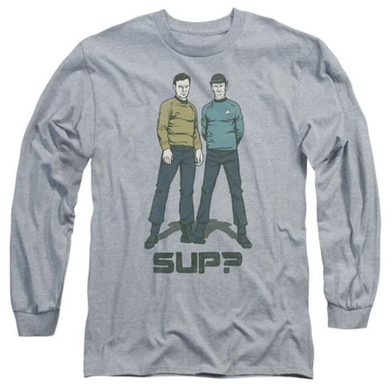 Trevco Star Trek-Sup - Long Sleeve Adult 18-1 Tee - Heather- Small