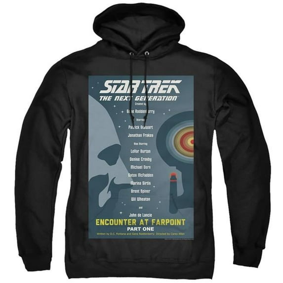 Trevco Star Trek & TNG Season 1 Episode 1 Adult Pull-Over Hoodie, Black - 4X