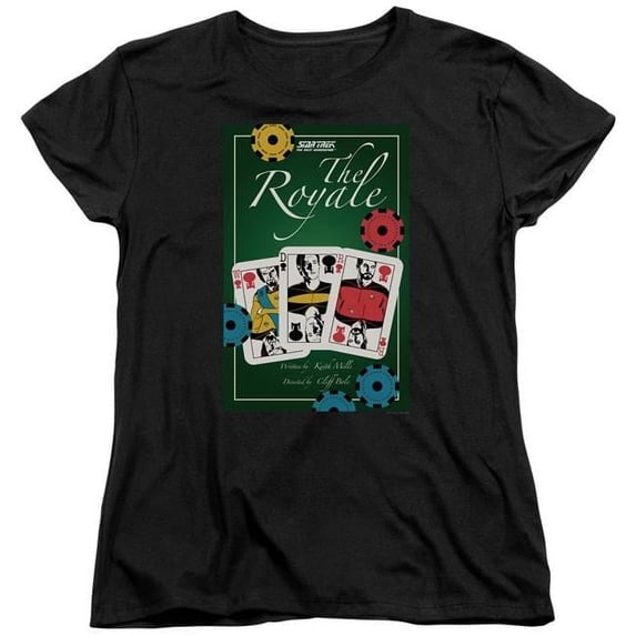 Trevco CBS2054B-WT-4 Star Trek & TNG Season 2 Episode 12 Womens Short Sleeve T-Shirt, Black - Extra Large