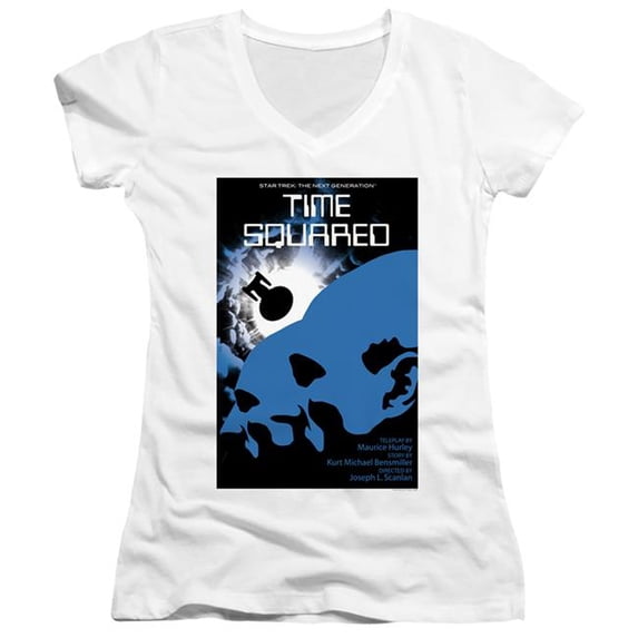 Trevco Star Trek & TNG Season 2 Episode 13 Junior Sheer Cap Sleeve Cotton V-Neck T-Shirt, White - 2X
