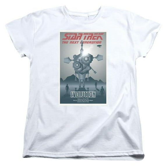 Trevco CBS2065-WT-2 Star Trek & TNG Season 3 Episode 1 Womens Short Sleeve T-Shirt, White - Medium