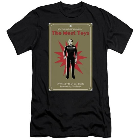 Trevco Star Trek & TNG Season 3 Episode 22 Adult Premium Canvas Slim Fit 30-1 HBO Short Sleeve T-Shirt, Black - 2X