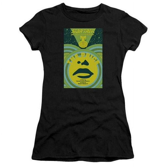 Trevco Star Trek & TNG Season 3 Episode 8 Juniors Sheer Cap Short Sleeve T-Shirt, Black - Extra Large