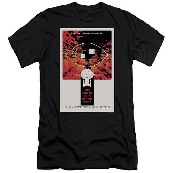 Trevco Star Trek & TNG Season 4 Episode 1 Adult 30-1 Slim Fit Short Sleeve T-Shirt, Black - Small